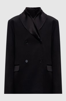 Черный двубортный жакет JIHA