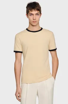 Мужская бежевая футболка Бежевый M Sandro SHPTS01616_Sand