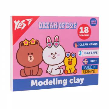 Пластилин YES Line Friends 18 цветов, 360 г (540679) Пластилин YES Line Friends 18 цветов, 360 г (540679)