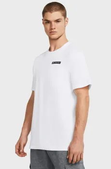 Мужская белая футболка UA HW ARMOUR LABEL SS Белый 3XL Under Armour 1382831-100