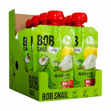 Фруктовое пюре Bob Snail Яблоко-груша, от 5 месяцев, 10*90 г Фруктовое пюре Bob Snail Яблоко-груша, от 5 месяцев, 10*90 г
