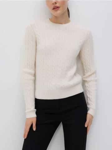 Reserved - Светр з декоративним плетінням - нюдовий - 238GP-02X