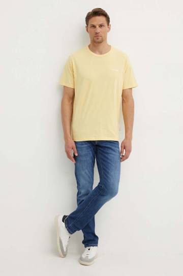 Хлопковая футболка Pepe Jeans AARON мужская цвет жёлтый с принтом PM509426 Хлопковая футболка Pepe Jeans AARON мужская цвет жёлтый с принтом PM509426