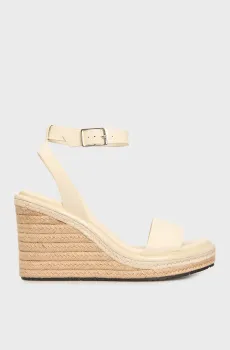 Женские белые кожаные босоножки WEDGE SANDAL 70 - HE Белый 39 Calvin Klein HW0HW02376