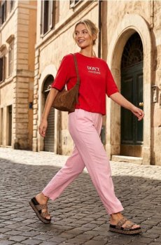 Елегантні штани зі складками - пастельний рожевий