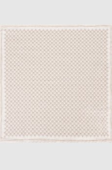 Бежевый двухсторонний платок-паше из шелка в геометрический принт