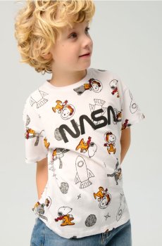 Бавовняна футболка Peanuts NASA - білий