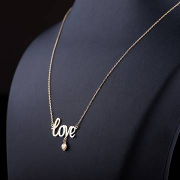 Золотое колье "Love" с сердечком кол01033 Золотое колье "Love" с сердечком кол01033