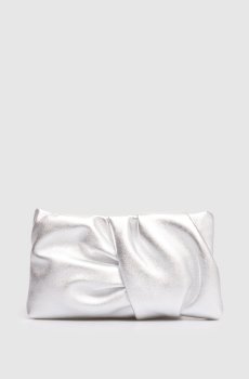 Серебристый кожаный клатч Bonny