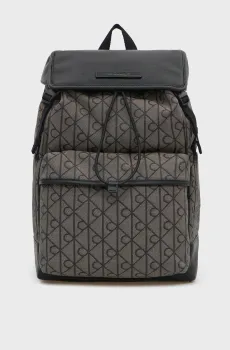 Мужской серый рюкзак с узором MIXED EMBLEM AOP FLAP Серый ONESIZE Calvin Klein LV04D3378G