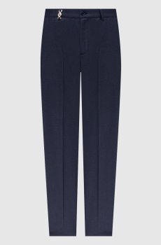 Синие брюки из шерсти с эмблемой