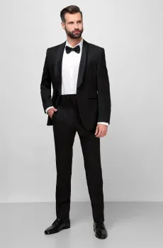 Мужской черный шерстяной костюм (пиджак, брюки) Черный 58 BOSS 50379909К;001
