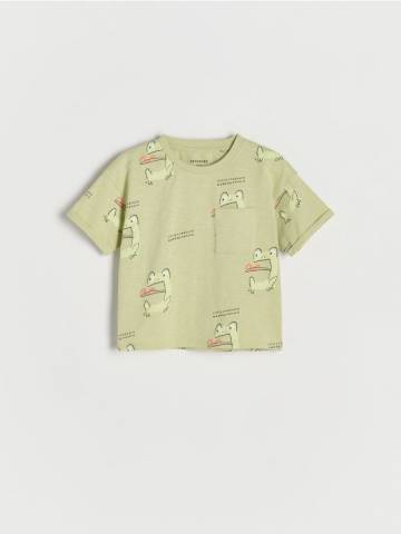 Reserved - Футболка з кишенею - блідо-зелений - 293CJ-07X