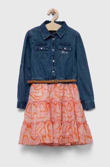 Детское платье Guess цвет оранжевый midi расклешённое