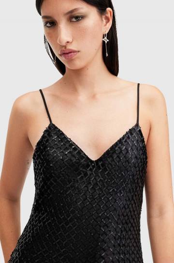 Платье AllSaints CHANTELLE цвет чёрный maxi расклешённое W062DB Платье AllSaints CHANTELLE цвет чёрный maxi расклешённое W062DB
