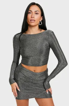 Женский серебристый лонгслив Серебряный XS Tally Weijl STSPABABE