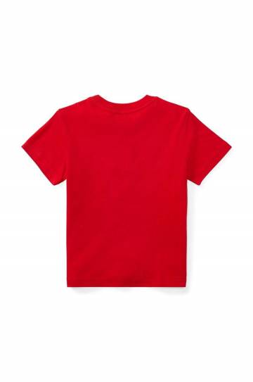 Детская хлопковая футболка Polo Ralph Lauren цвет красный однотонная Детская хлопковая футболка Polo Ralph Lauren цвет красный однотонная