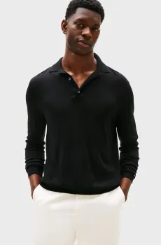 Мужское черное поло SILK BLEND BUTTON Черный XL Tommy Hilfiger MW0MW40555