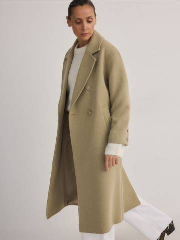 Reserved - Пальто oversize з тканини з додаванням вовни - світло-зелений - 0231P-70X Reserved - Пальто oversize з тканини з додаванням вовни - світло-зелений - 0231P-70X