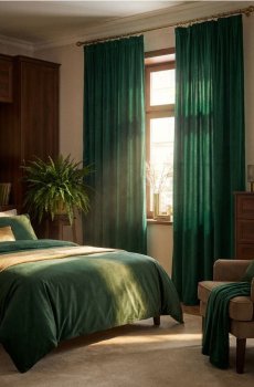 Набір оксамитових штор на тасьмі 2 pack - синьо-зелений