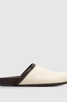 Бежевые мюли из рафии с цепочкой мониль