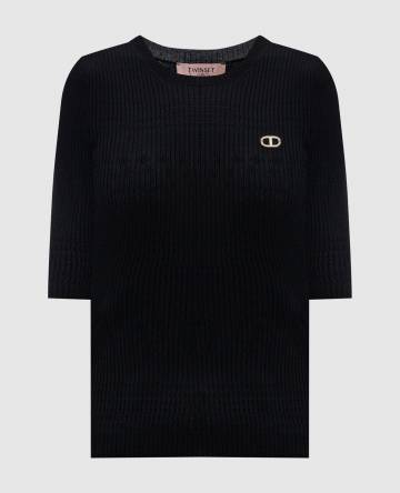 Черный топ с логотипом Черный топ с логотипом