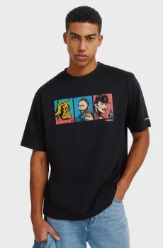 Мужская черная футболка TvBoy Genios del Arte Черный XL SPRINGFIELD 1453679