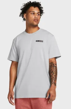Мужская серая футболка UA HW ARMOUR LABEL SS Серый M Under Armour 1382831-011