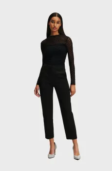 Женские черные брюки с узором MONOGRAM SUIT PANTS Черный 46 Karl Lagerfeld 246W1005