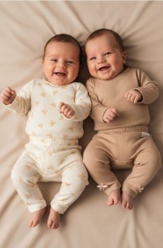 Бавовняні боді, 2 шт. - кремовий