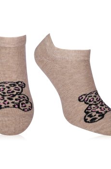 Носки женские AmiGA укороченные, медведь-леопард, бежевые, размер 23-25