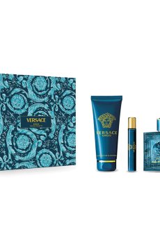 Парфюмированный набор мужской Versace Eros Set (туалетная вода, 100 мл + гель для душа, 150 мл + туалетная вода, 10 мл)