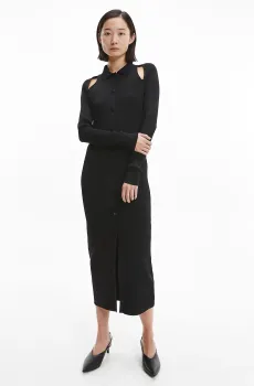 Женское черное платье ICONIC RIB SHIRT Черный XS Calvin Klein K20K205107