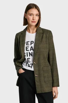 Женский зеленый блейзер в клетку Зеленый XS Pepe Jeans PL402476