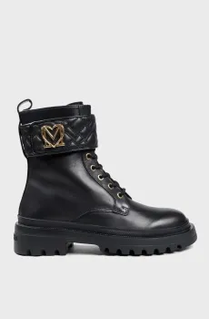 Женские черные кожаные ботинки Черный 38 Love Moschino JA24175G0LIA0000