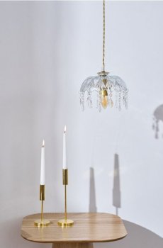 Підвісна скляна лампа з кристалами - білий