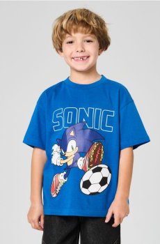 Бавовняна футболка з принтом Sonic the Hedgehog - темно-синій