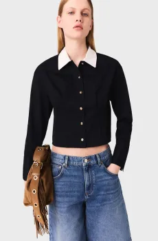 Женская темно-синяя рубашка Синий 34 MAJE MFPCM00678_Navy