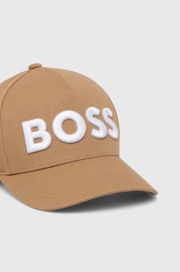 Хлопковая кепка BOSS цвет бежевый с аппликацией 50519154 Хлопковая кепка BOSS цвет бежевый с аппликацией 50519154