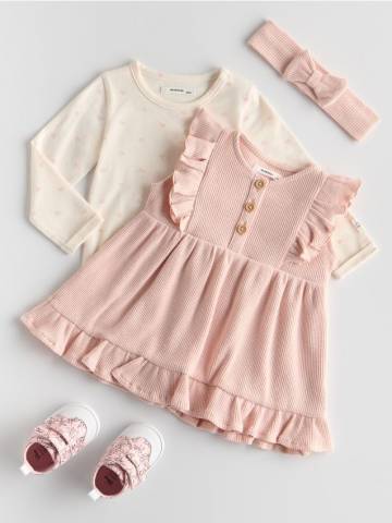 Reserved - Бавовняний комплект із пов’язкою - пильно-рожевий - 865GK-39X