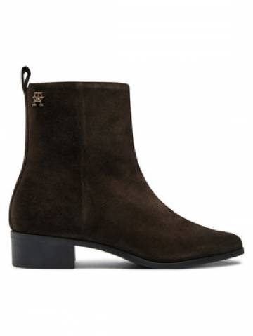 Tommy Hilfiger Ботильйони Low Cowboy Flat Suede FW0FW08104 Коричневий