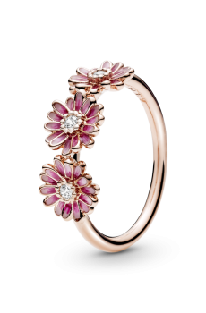 Каблучка "Рожеві ромашки" з покриттям 14K рожевим золотом