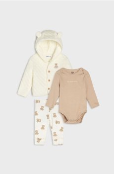 Вязаний комплект з елементами 3D - кремовий