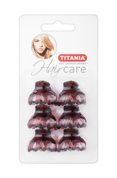 Набор зажимов для волос Titania коричневые, 3 см, 6 шт (7947 B)