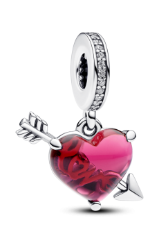 Намистина "Червоне серце і стріла"