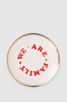 Белая фарфоровая тарелка для хлеба We Are Family