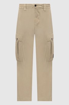 Бежевые брюки карго с патчем логотипа