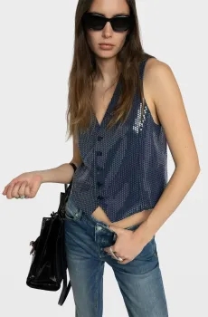 Женский темно-синий жилет Emaux Синий 36 ZADIG&VOLTAIRE WWBL01963_MARINE