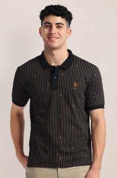 U.S. Polo Assn. Printed Polo Collar Short Sleeves Cotton Slim Fit T-shirt