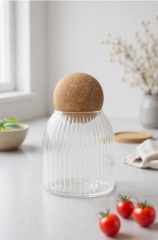 Скляний контейнер для їжі з кришкою - білий